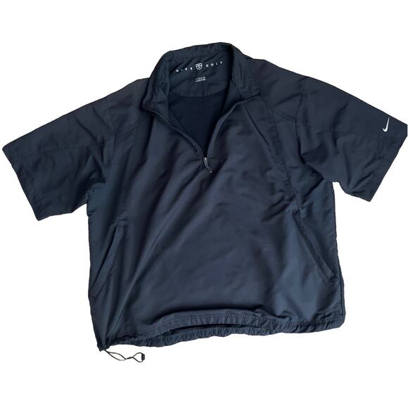Mens Nike Golf XL Wind Breaker Pullover Shirt Jacket 1/4 Zip Black Summer Vented - Picture 1 of 16